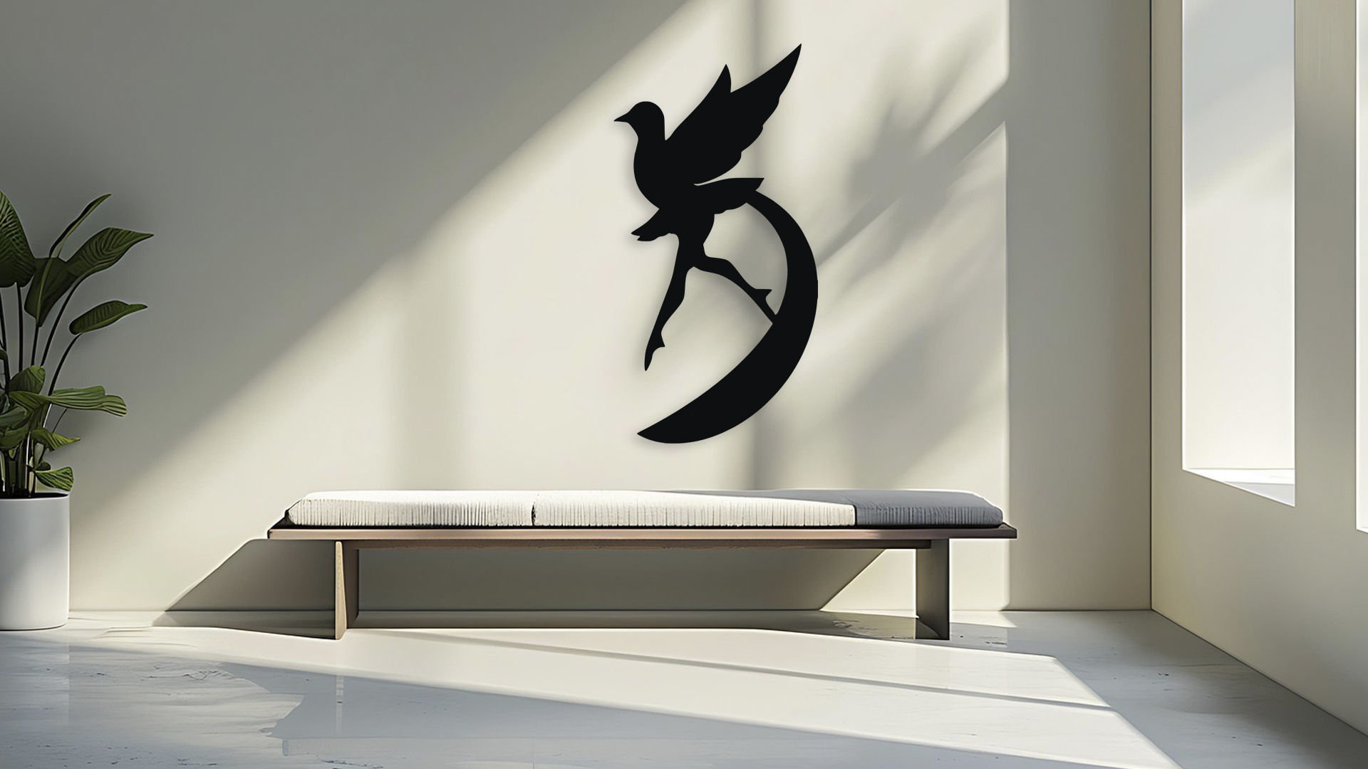 Bird in Flight Wall Decor Silhouette 3D model_3