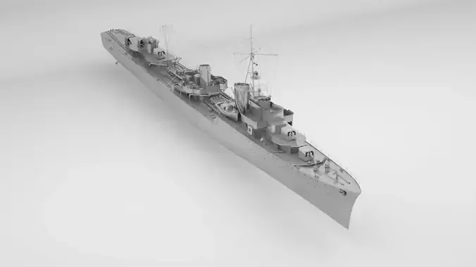 Type 1936 German Destroyer - Kriegsmarine Low-poly 3D model