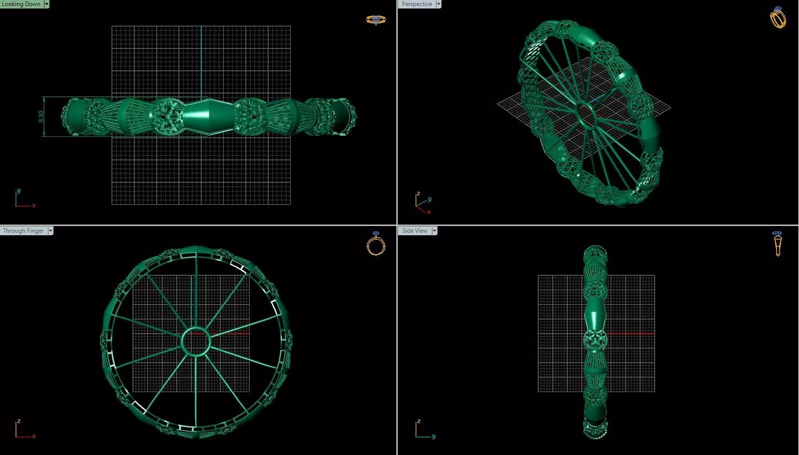Arabic Bangles Designs -  Bulk Collection - Each in 4 sizes 3D print model_4