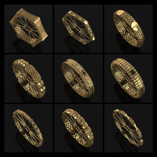 Arabic Bangles Designs -  Bulk Collection - Each in 4 sizes 3D print model_1