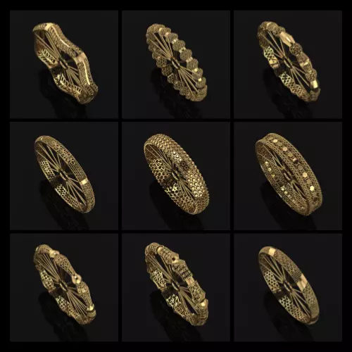 Arabic Bangles Designs -  Bulk Collection - Each in 4 sizes 3D print model_0