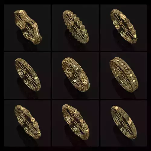 Arabic Bangles Designs -  Bulk Collection - Each in 4 sizes 3D print model