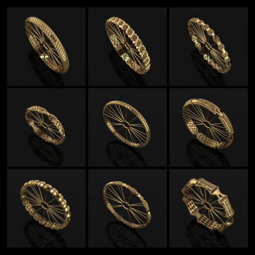 Arabic Bangles Designs -  Bulk Collection - Each in 4 sizes 3D print model_2