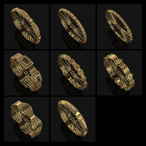 Arabic Bangles Designs -  Bulk Collection - Each in 4 sizes 3D print model_3
