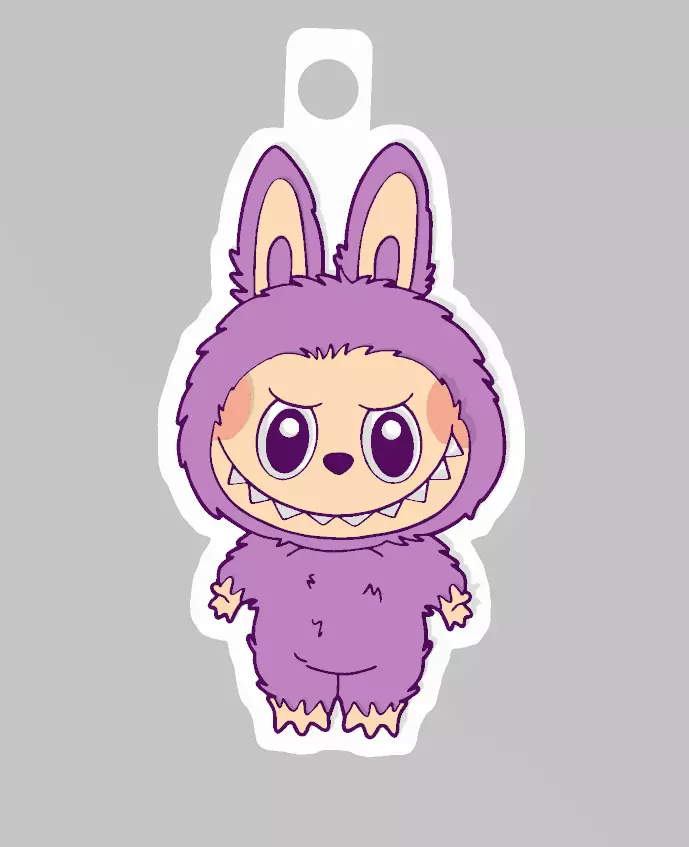 LABUBU KEYCHAIN - MULTICOLOR WITHOUT AMS 3D print model_0