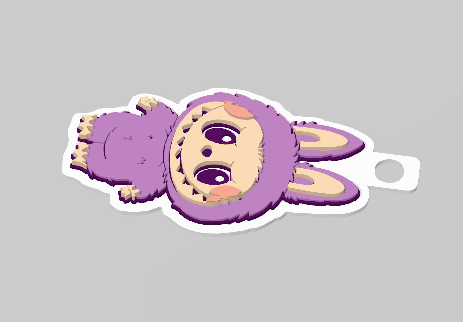 LABUBU KEYCHAIN - MULTICOLOR WITHOUT AMS 3D print model_1