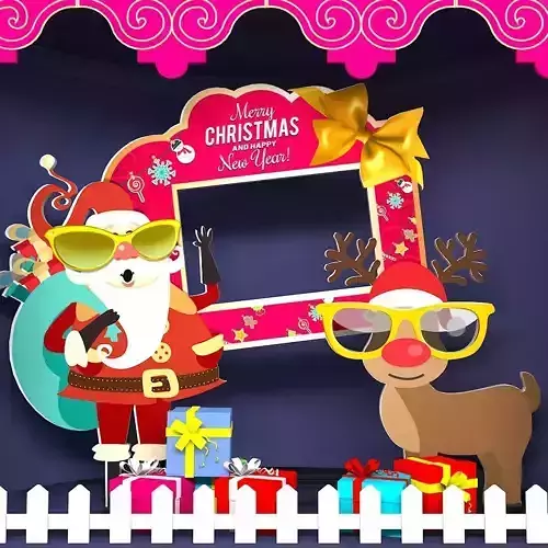 Merry Christmas and Happy New Year Background Scene Set