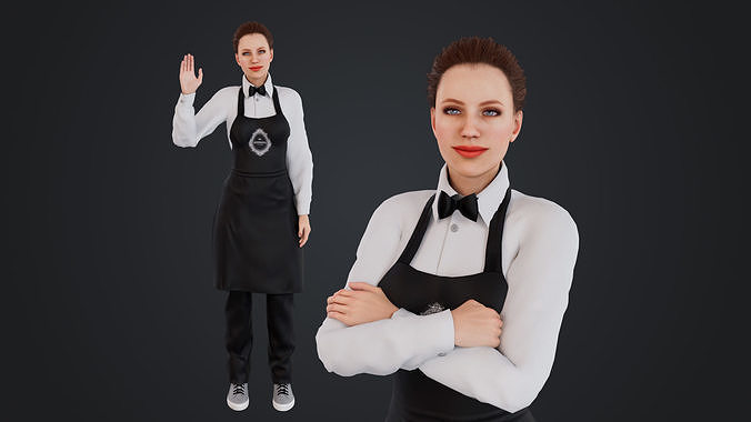 Female Cashier Low-poly 3D model