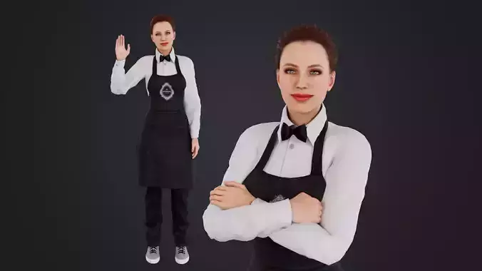 Female Cashier Low-poly 3D model