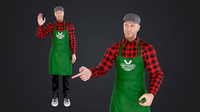 Male Cashier Low-poly 3D model