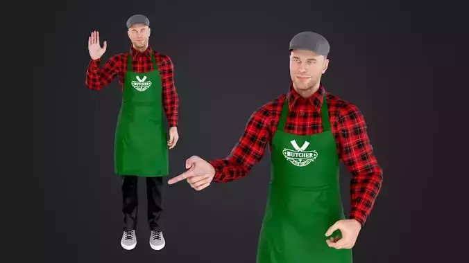 Male Cashier Low-poly 3D model
