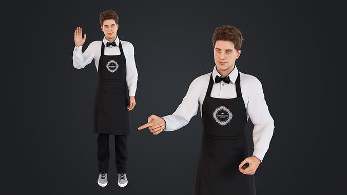 Male Cashier Low-poly 3D model