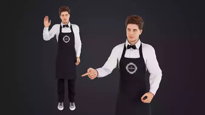 Male Cashier Low-poly 3D model