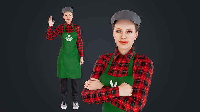 Female Cashier Low-poly 3D model