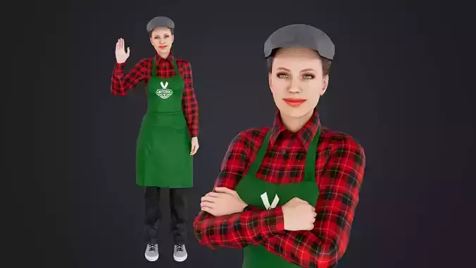 Female Cashier Low-poly 3D model