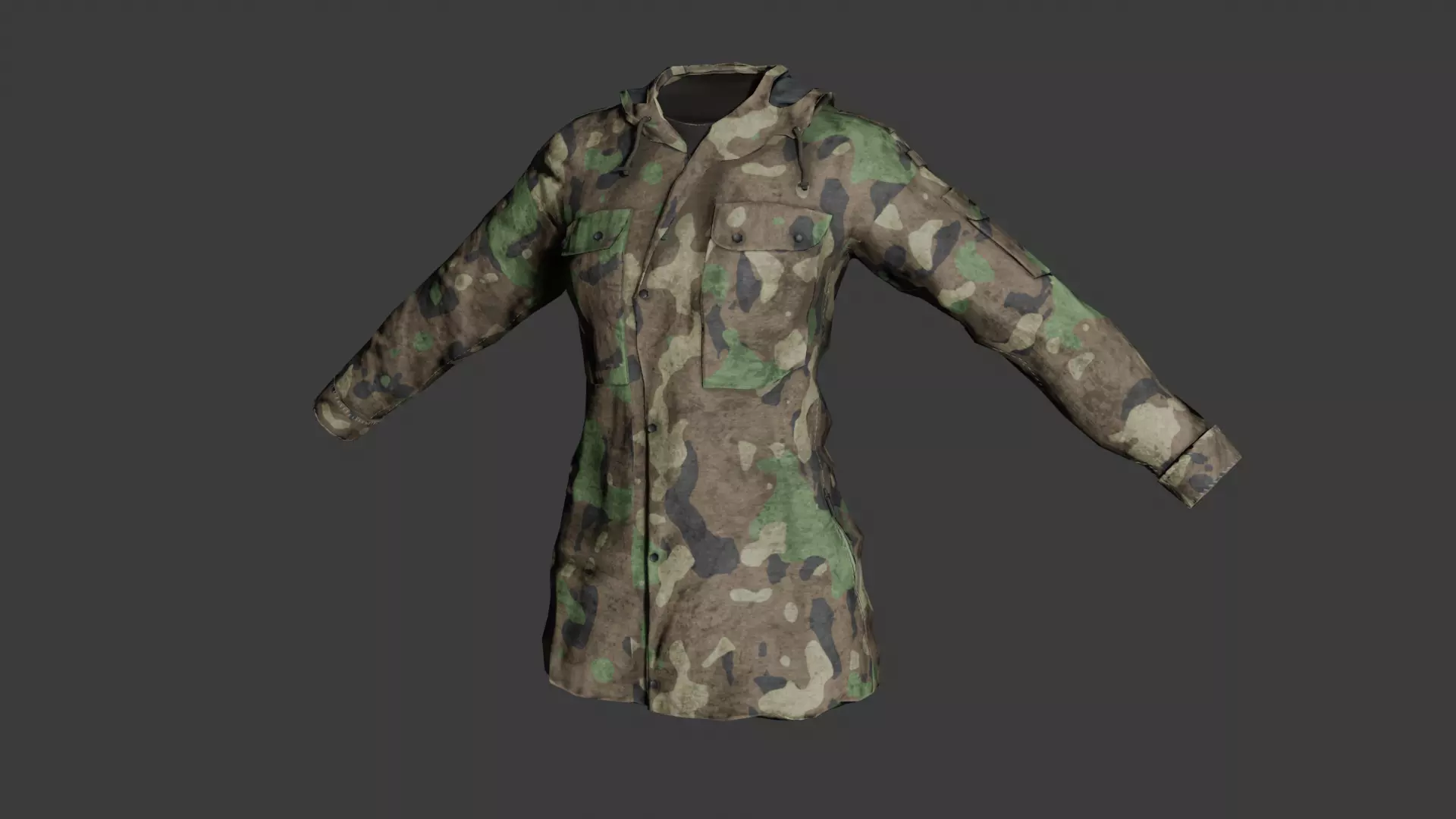 Game-Ready Military Parka with 9 Color Variants Low-poly 3D model_0