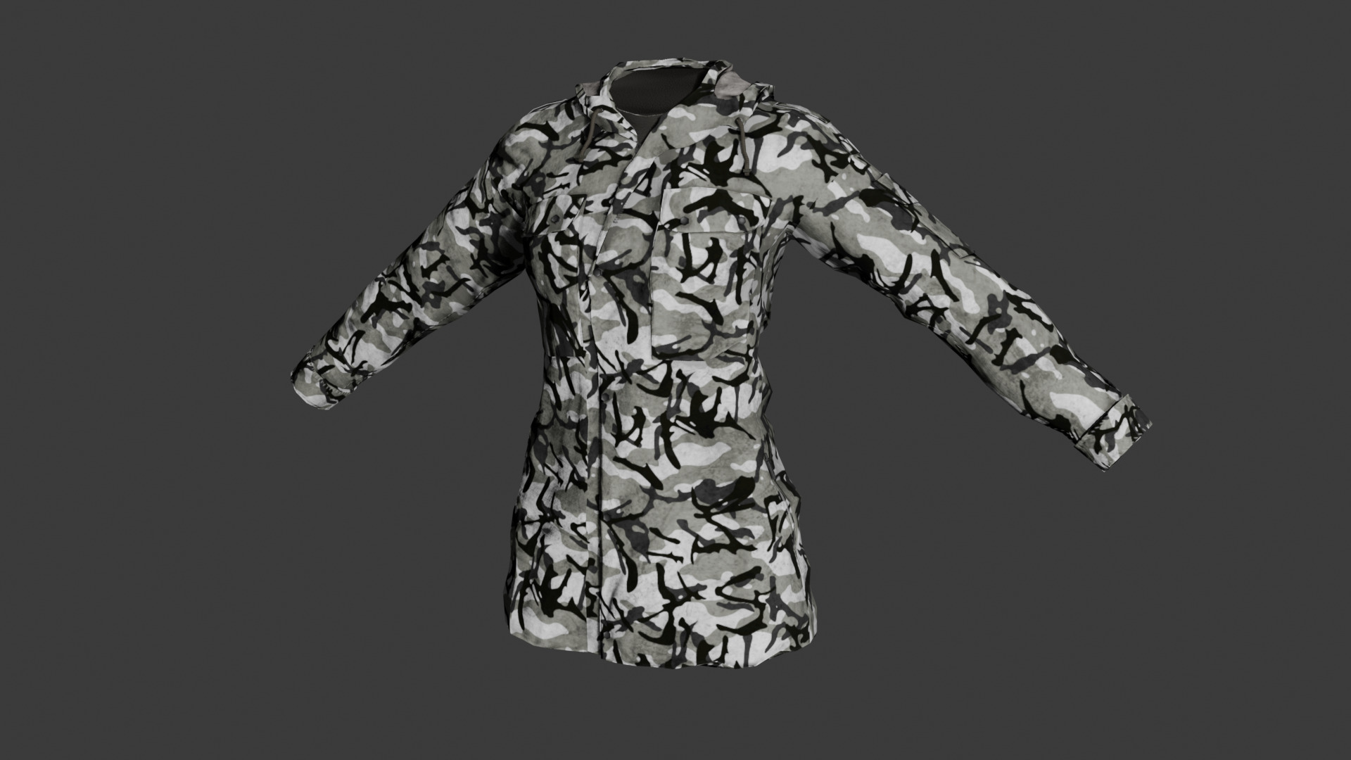 Game-Ready Military Parka with 9 Color Variants Low-poly 3D model_12