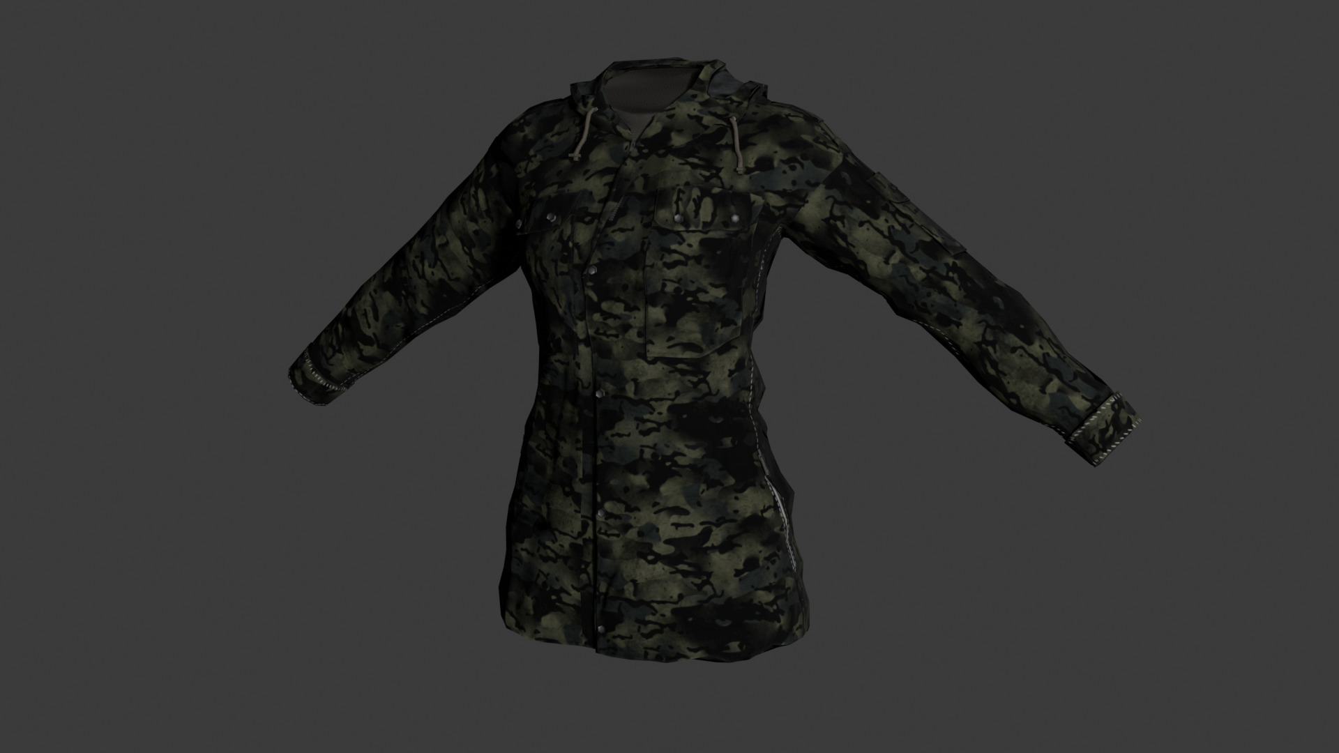 Game-Ready Military Parka with 9 Color Variants Low-poly 3D model_2