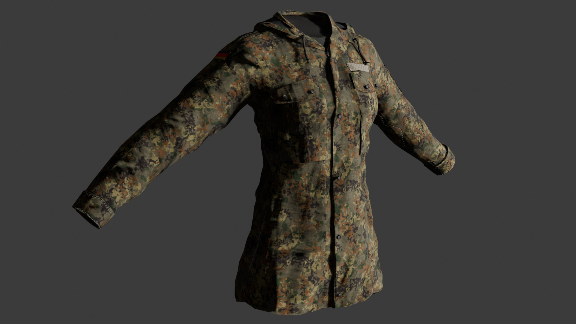Game-Ready Military Parka with 9 Color Variants Low-poly 3D model_6