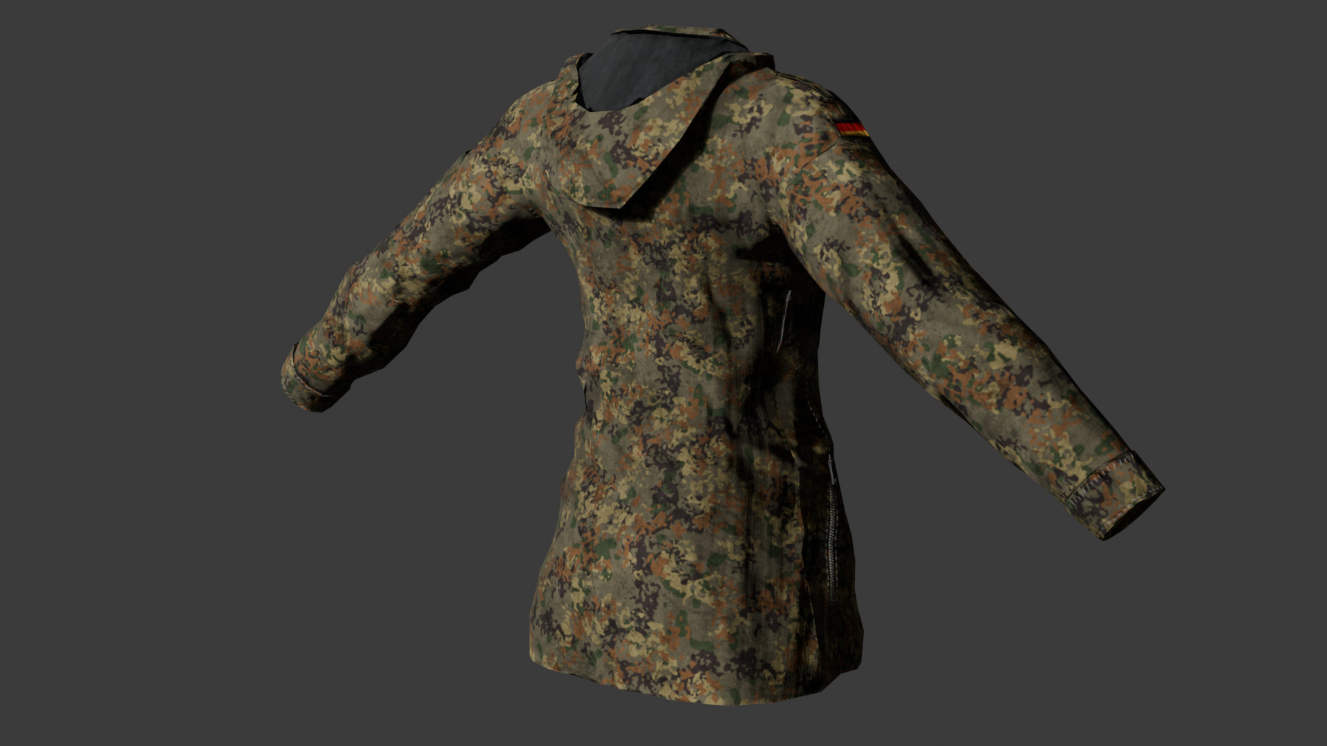 Game-Ready Military Parka with 9 Color Variants Low-poly 3D model_7