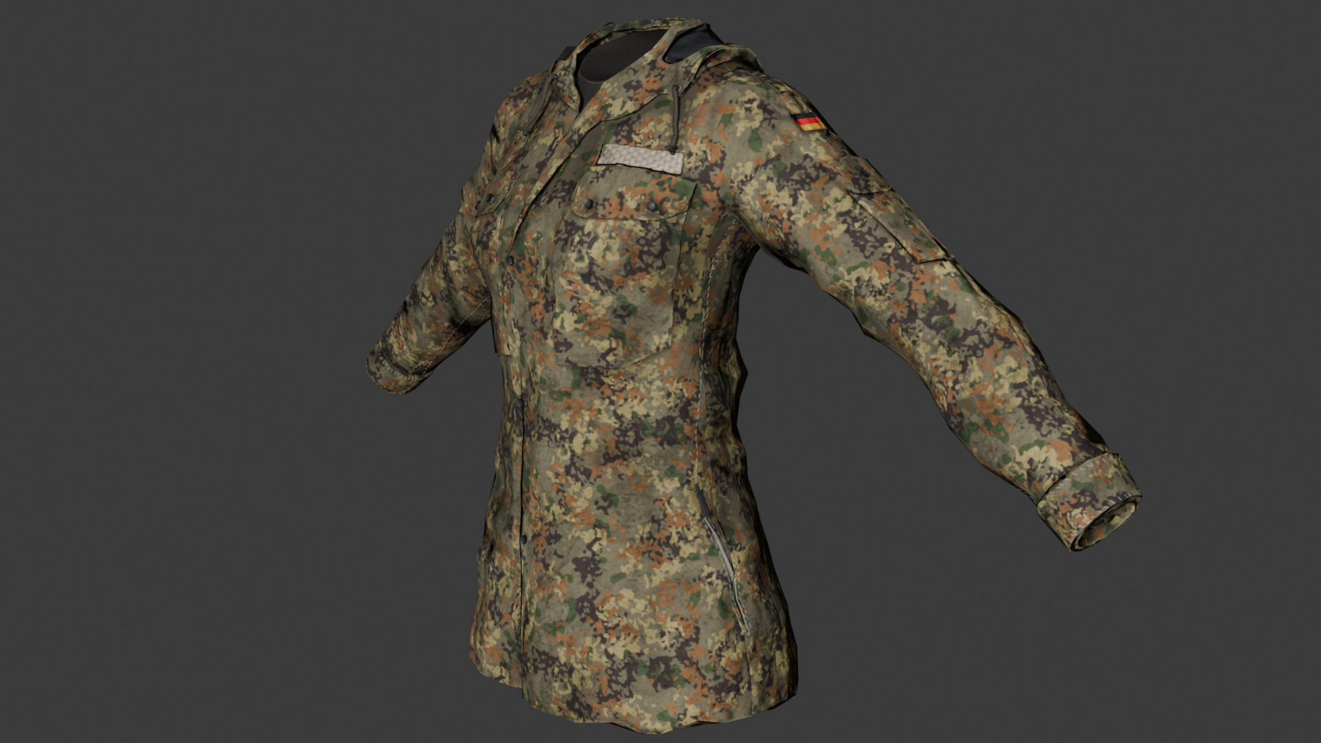 Game-Ready Military Parka with 9 Color Variants Low-poly 3D model_5