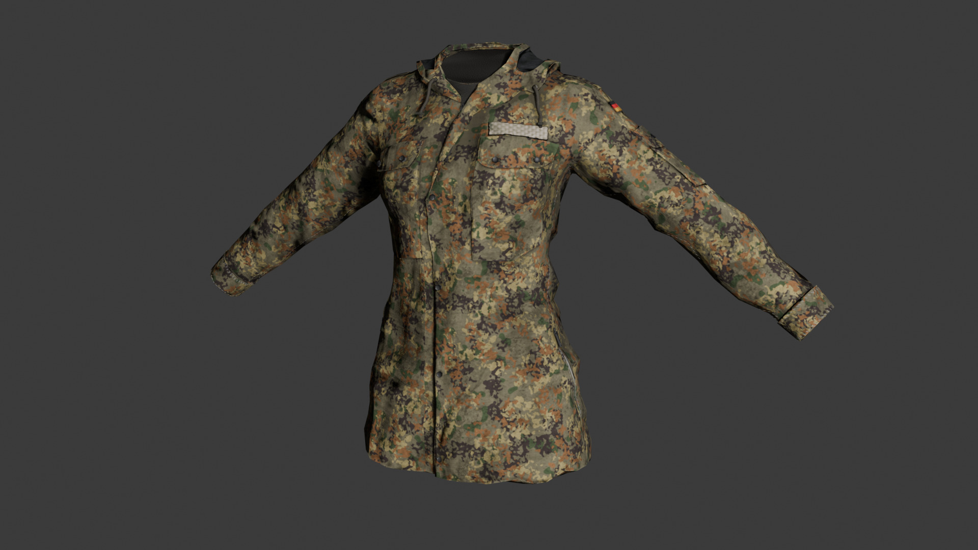 Game-Ready Military Parka with 9 Color Variants Low-poly 3D model_4