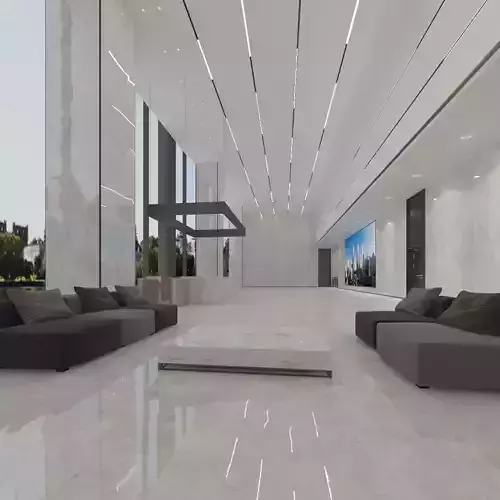 Lobby with Lounge and Elevator Hall 3D model