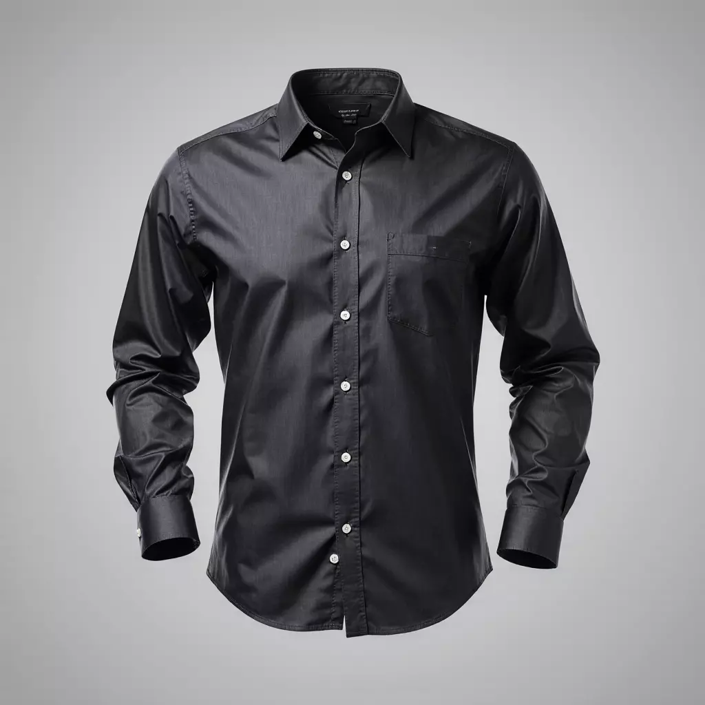 Men Black Long Sleeve Dress Shirt 3D model