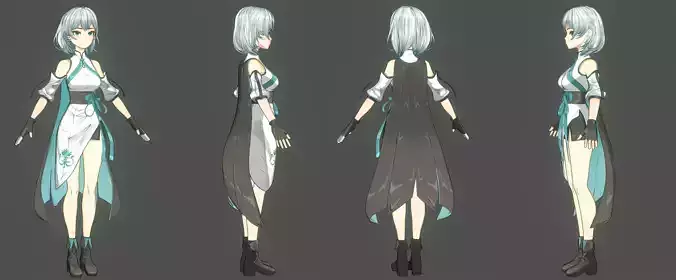 Anime-Inspired Stylized 3D Character Low-poly 3D model