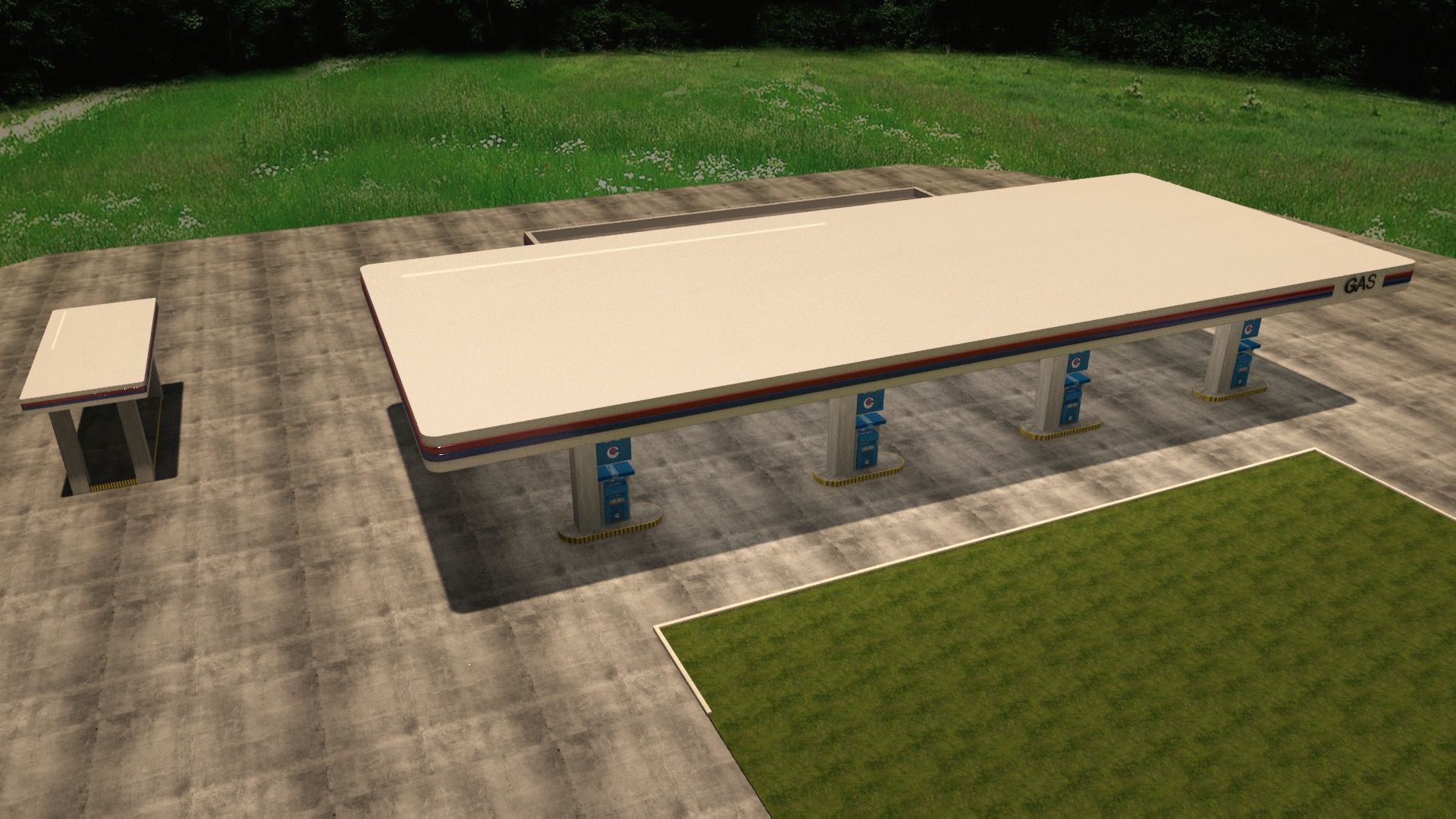 Low-poly Gas Station Free 3D model_8