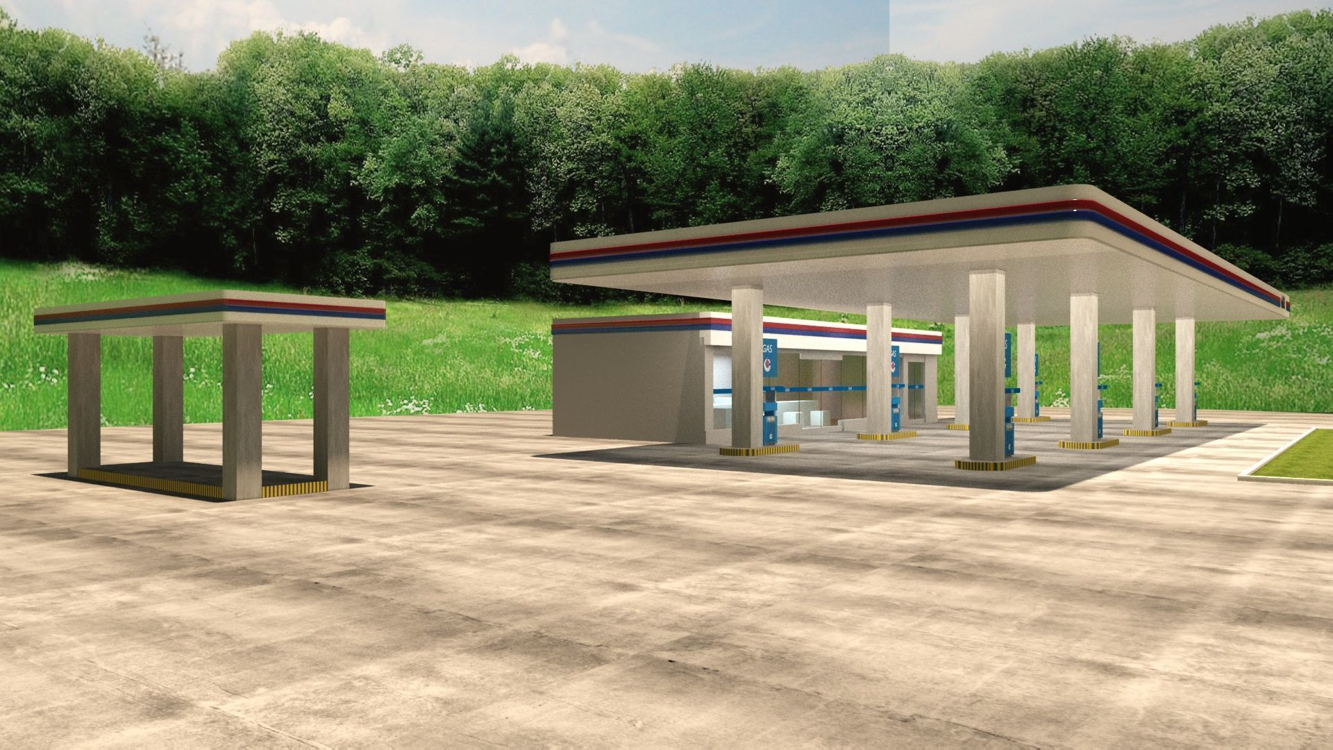 Low-poly Gas Station Free 3D model_5