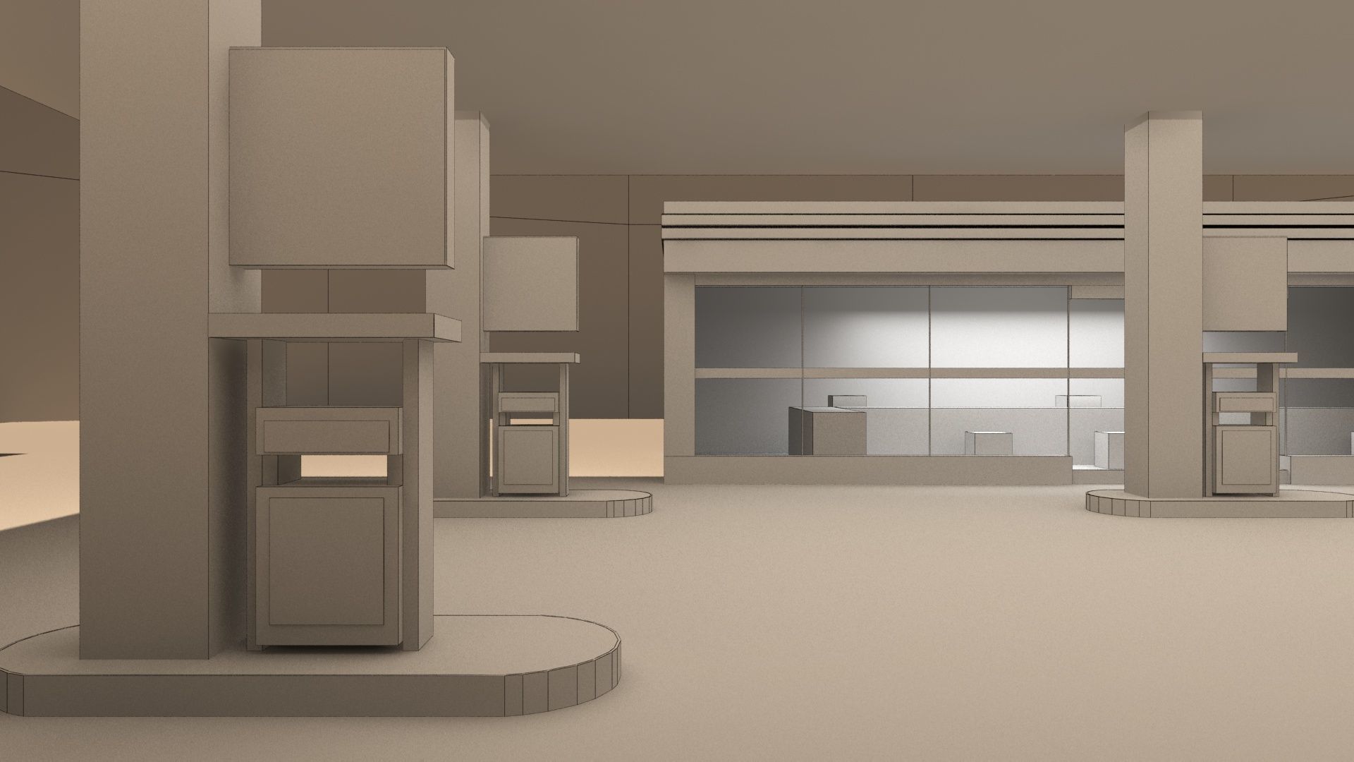 Low-poly Gas Station Free 3D model_4
