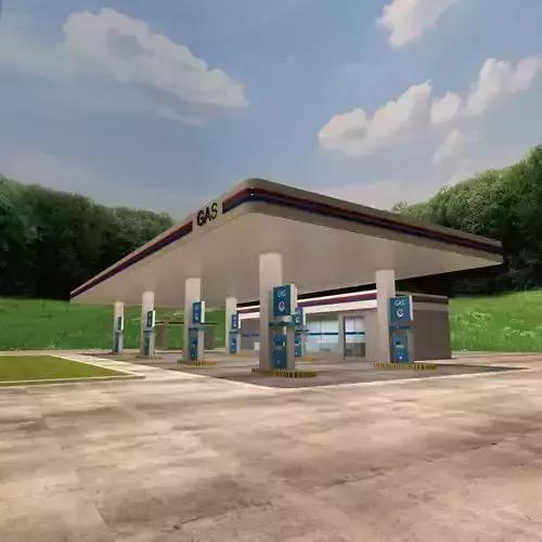 Low-poly Gas Station Free 3D model