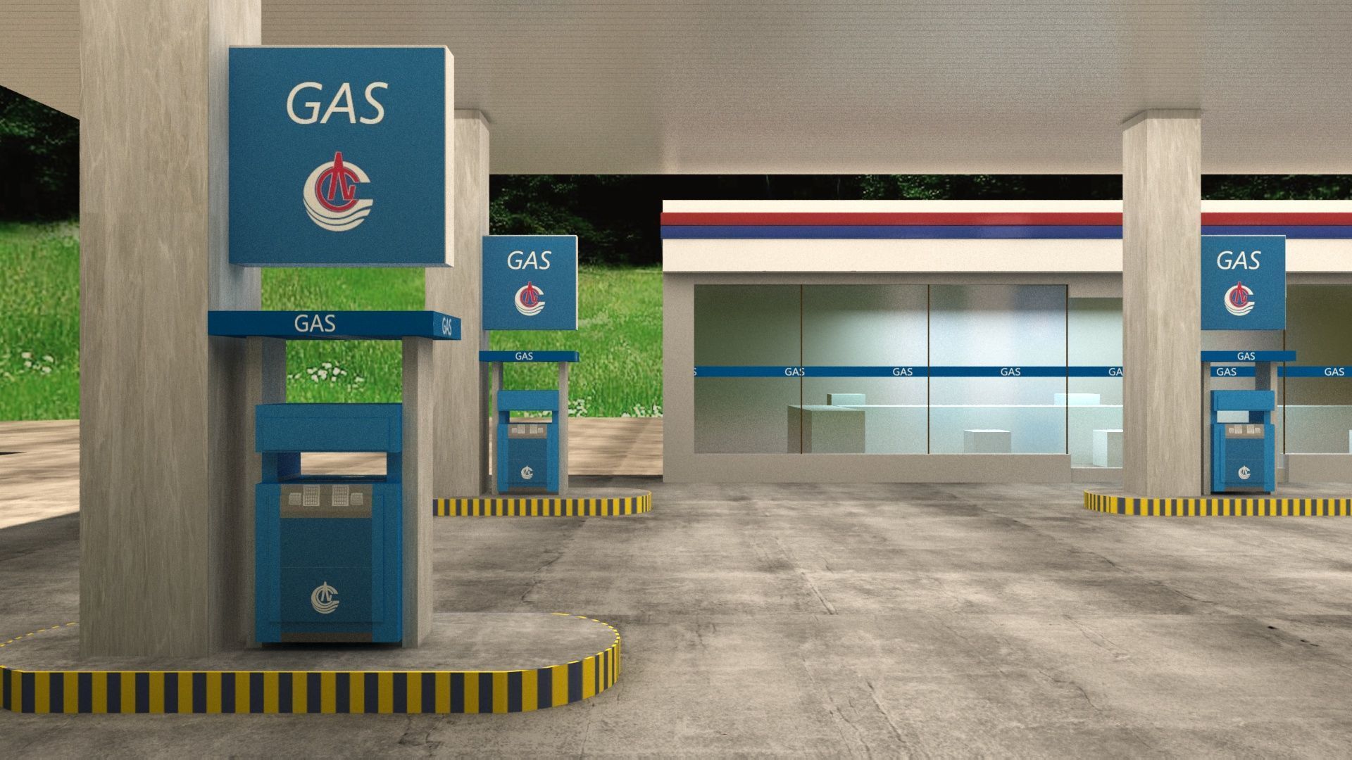Low-poly Gas Station Free 3D model_3