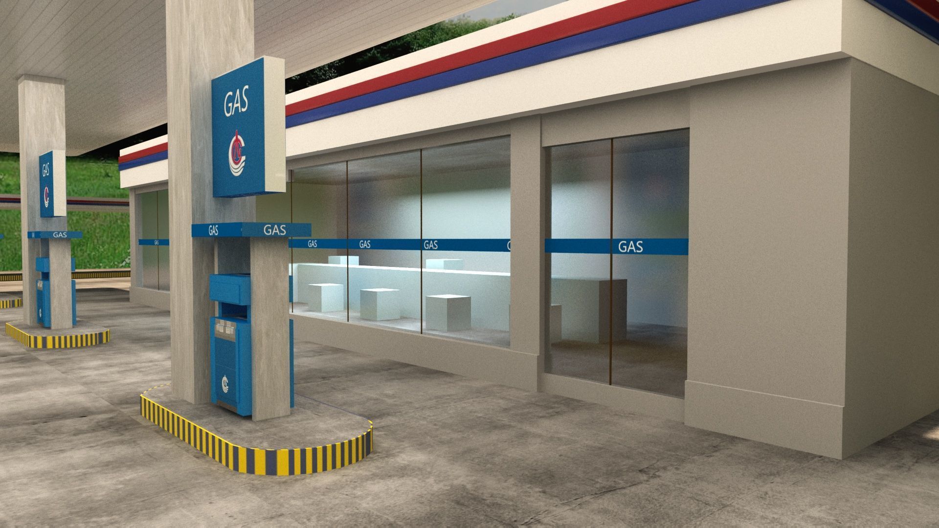 Low-poly Gas Station Free 3D model_6