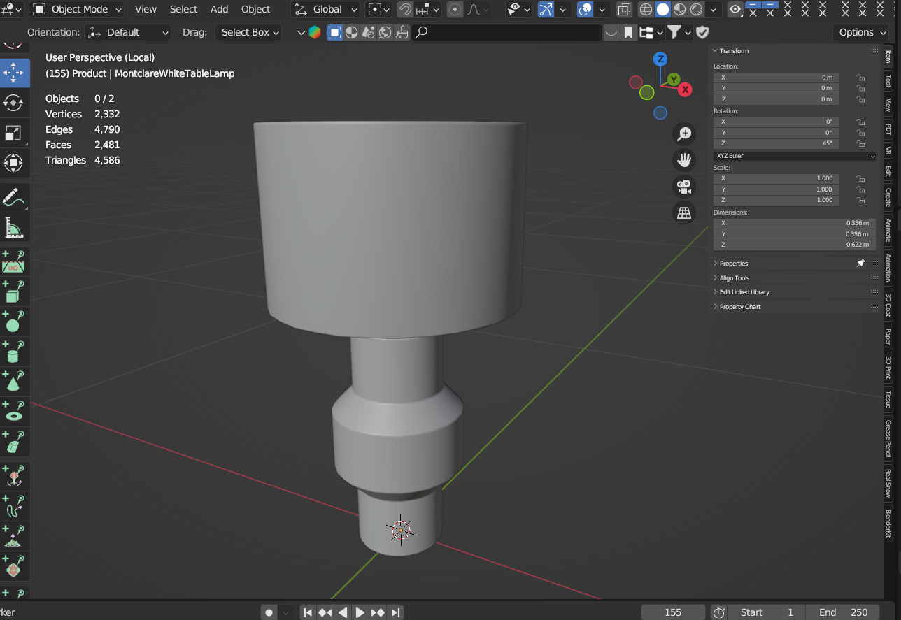 Montclare White Table Lamp 3D model_6