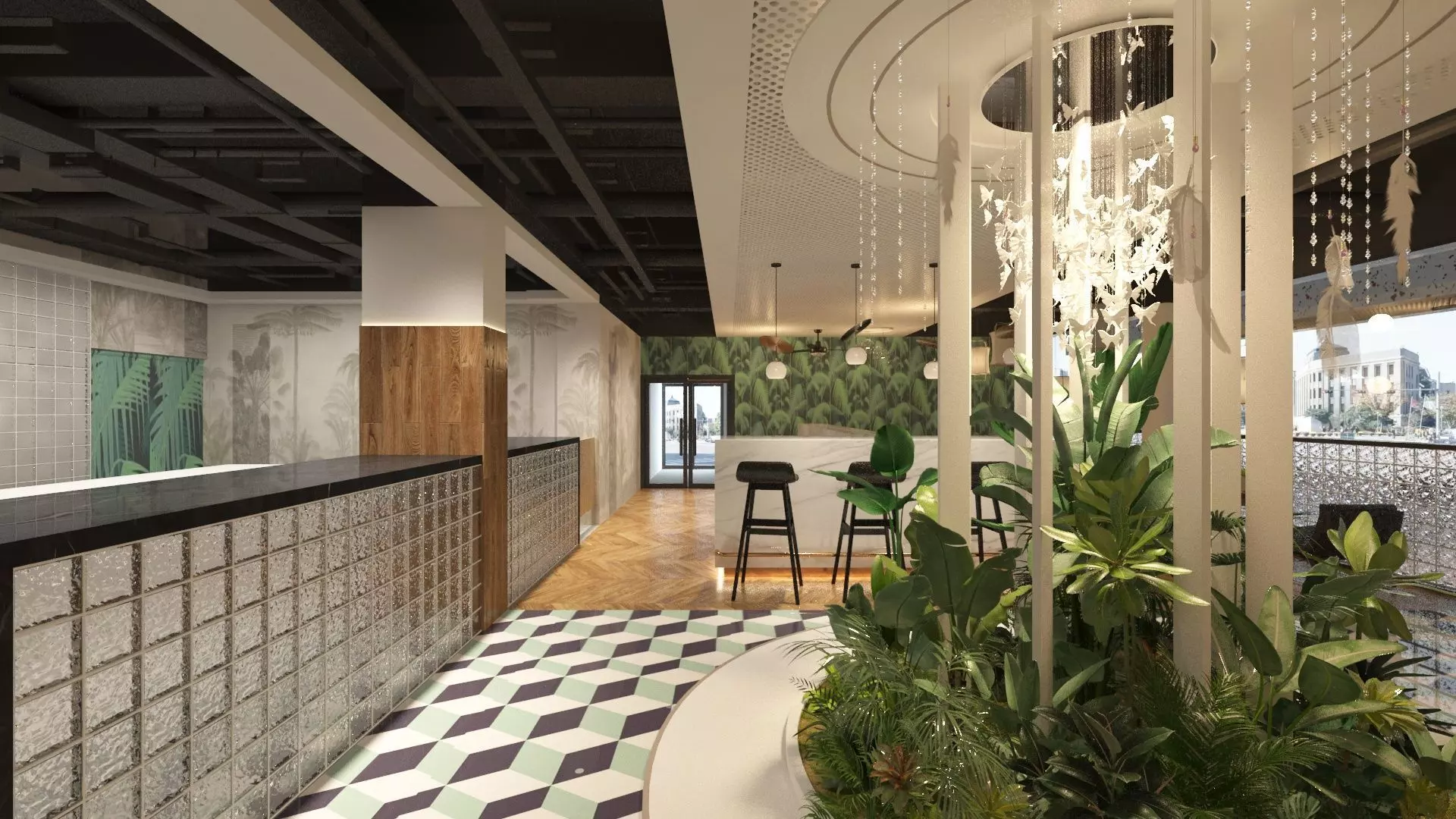 Restaurant Dining Hall 3D model_5