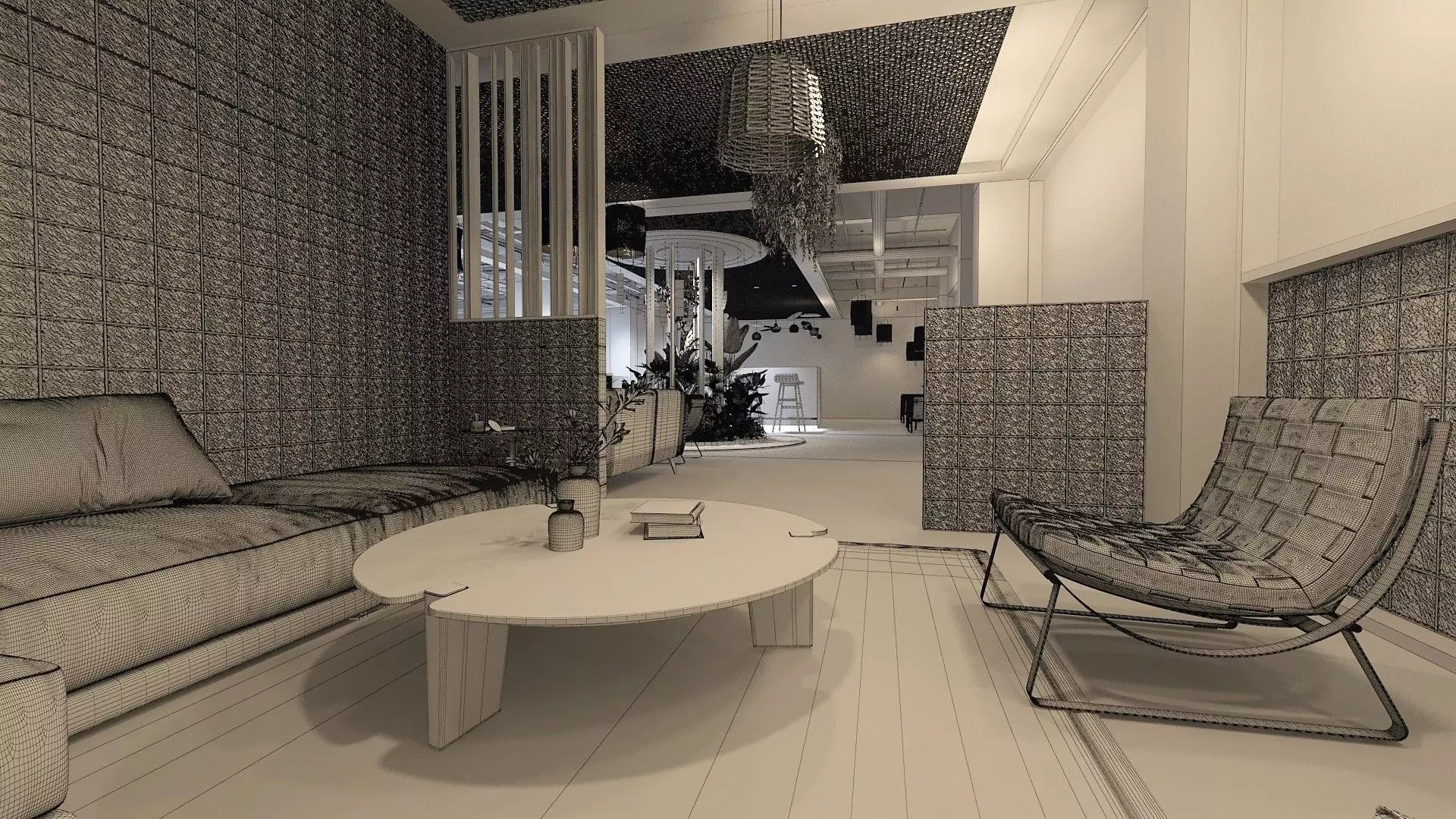 Restaurant Dining Hall 3D model_2