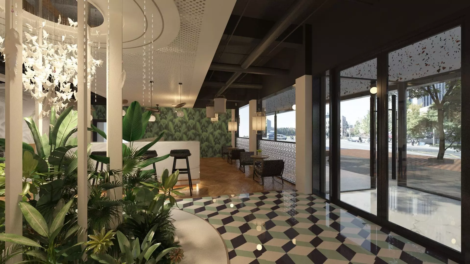 Restaurant Dining Hall 3D model_9