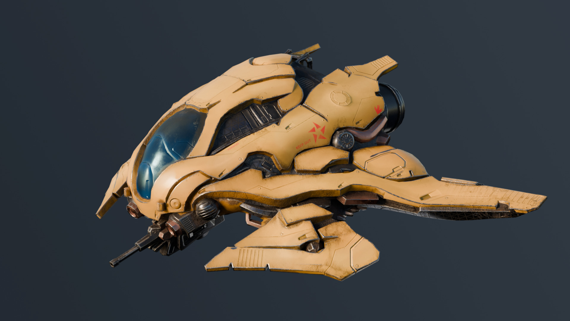 Space Ship Fighter Low-poly 3D model_2