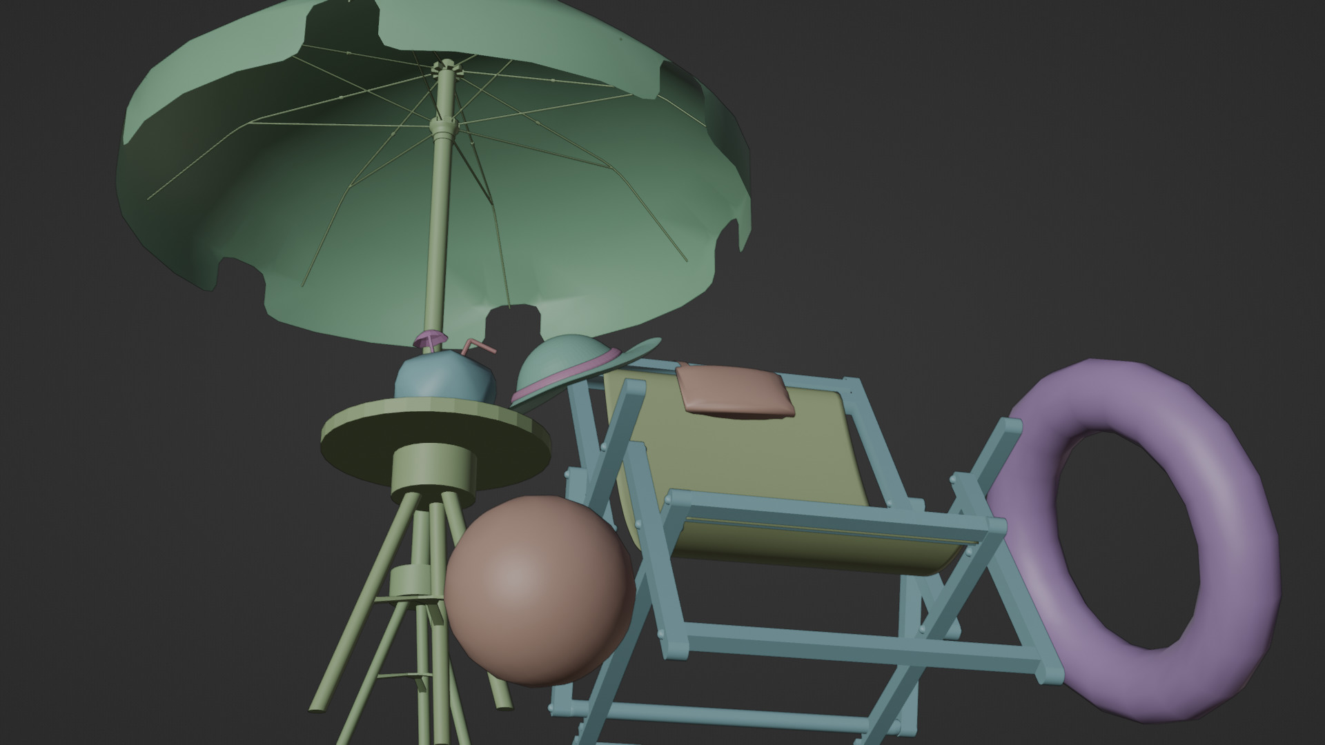 Tropical Summer Scene 3D Asset Kit 3D model_5