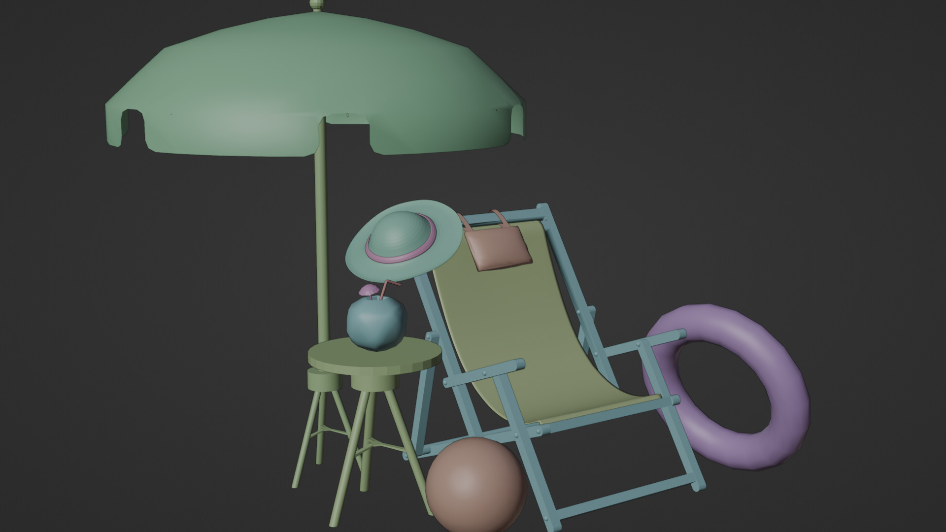 Tropical Summer Scene 3D Asset Kit 3D model_4