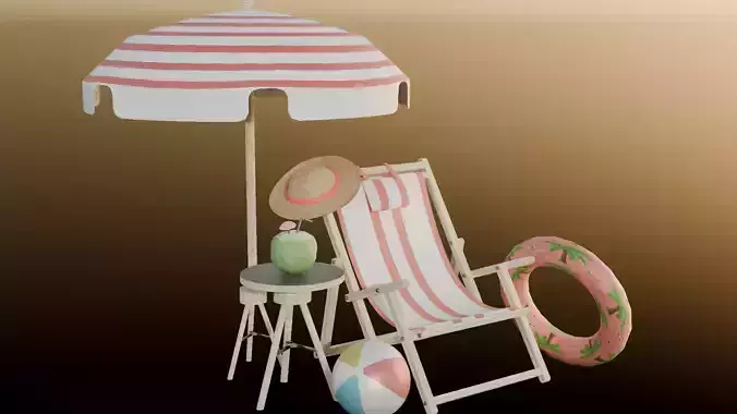 Tropical Summer Scene 3D Asset Kit