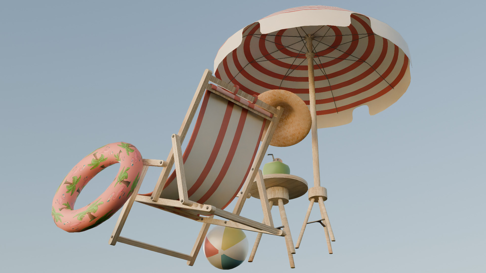 Tropical Summer Scene 3D Asset Kit 3D model_2