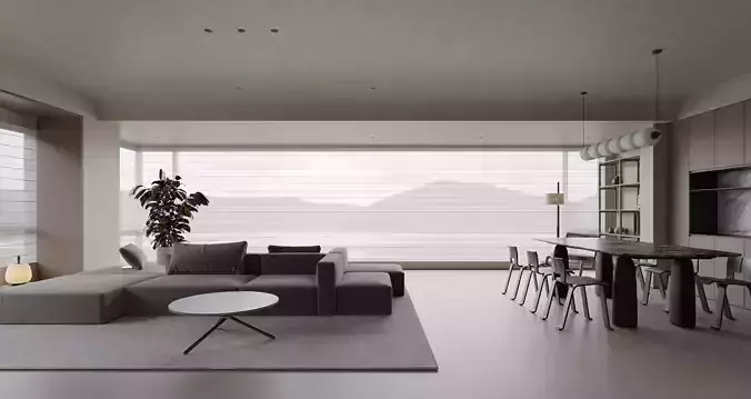 modern living room dining room interior scenes 05