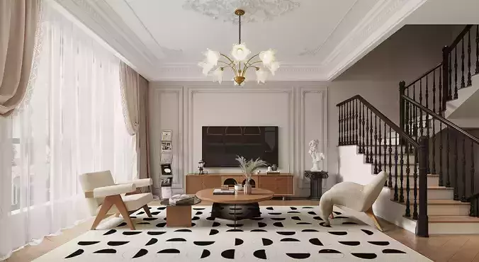 luxury living room dining room interior scenes  06