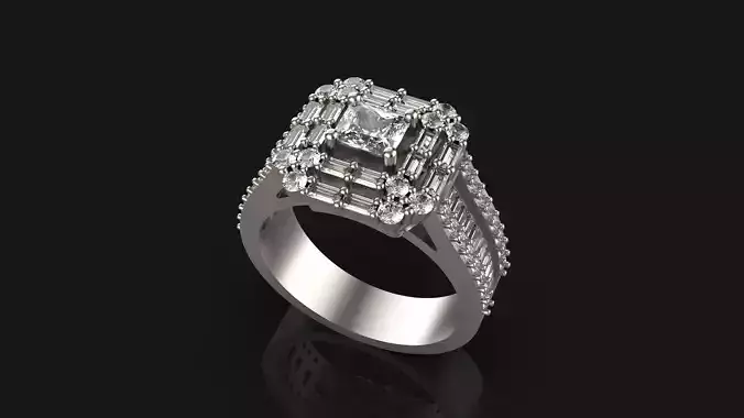 Jewelry ring with princess center stone