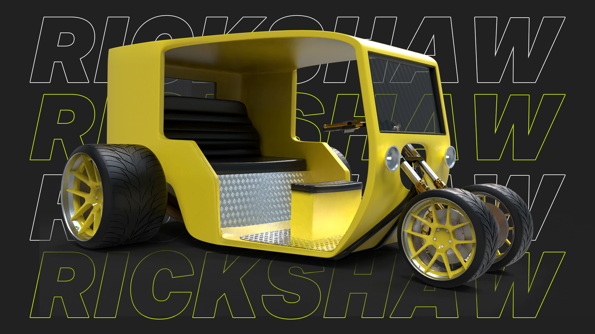 Hot Rod Rickshaw Low-poly 3D model_0