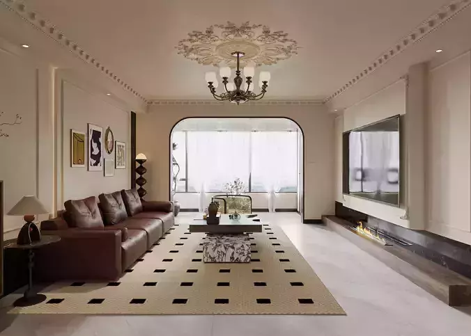 luxury living room dining room interior scenes 09