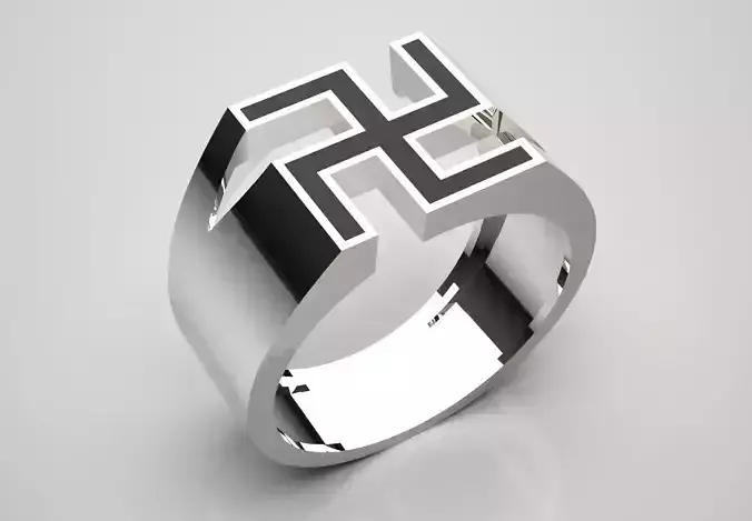  Man ring in white gold and black enamel model mr0228